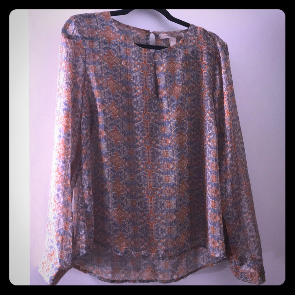 Forever 21 long sleeve blouse with boho pattern